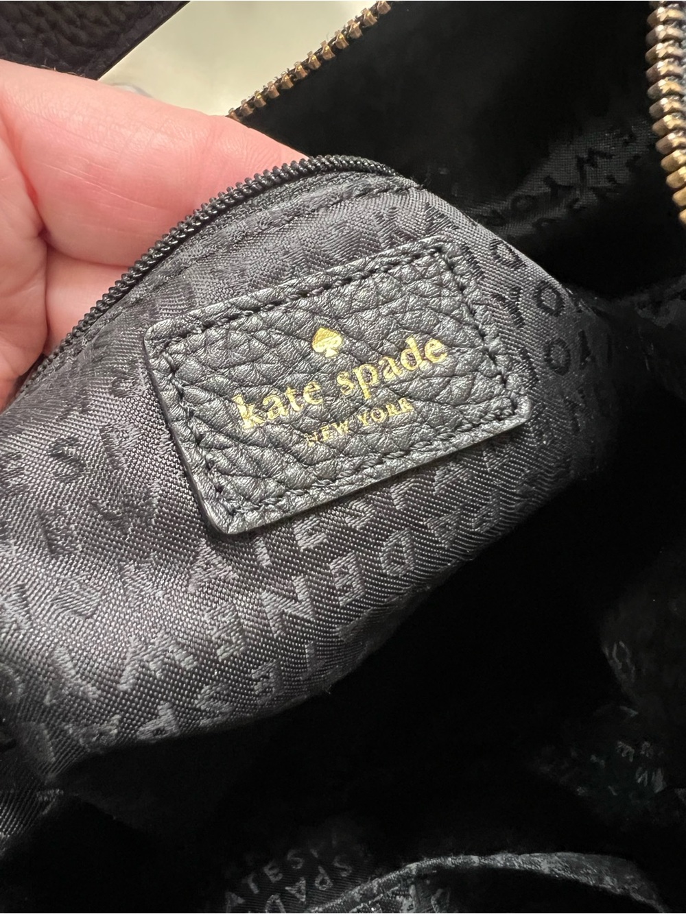 KATE SPADE | BLACK PEBBLED TEXTURED LEATHER HOBO SHOULDER BAG PURSE - Picture 6 of 13